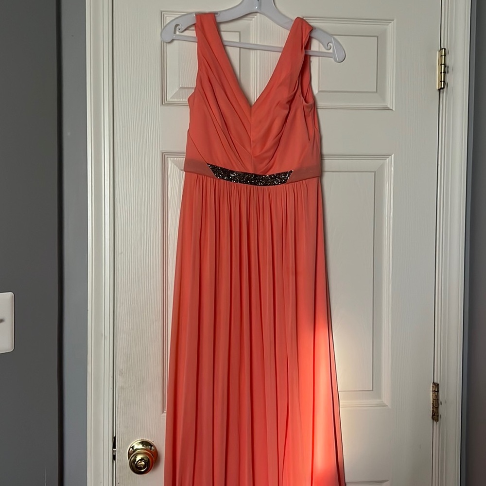 Long Coral Bridesmaid dress/Party Dress